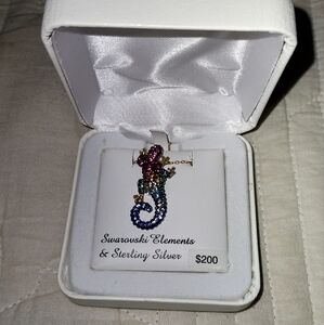 Sterling Silver Multicolor Lizard Pendant